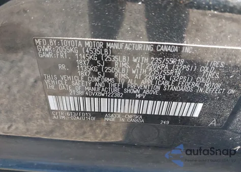 2011 Toyota Rav4 Sport from USA, damaged, VIN 2T3RF4DVXBW122382